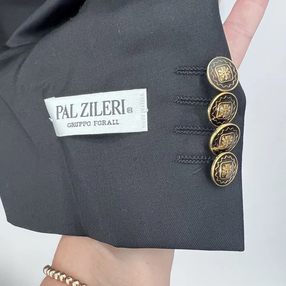 Pal Zileri Black 100% Wool Double Breasted Sport Coat Suit Blazer Mens 54 R - Picture 3 of 13